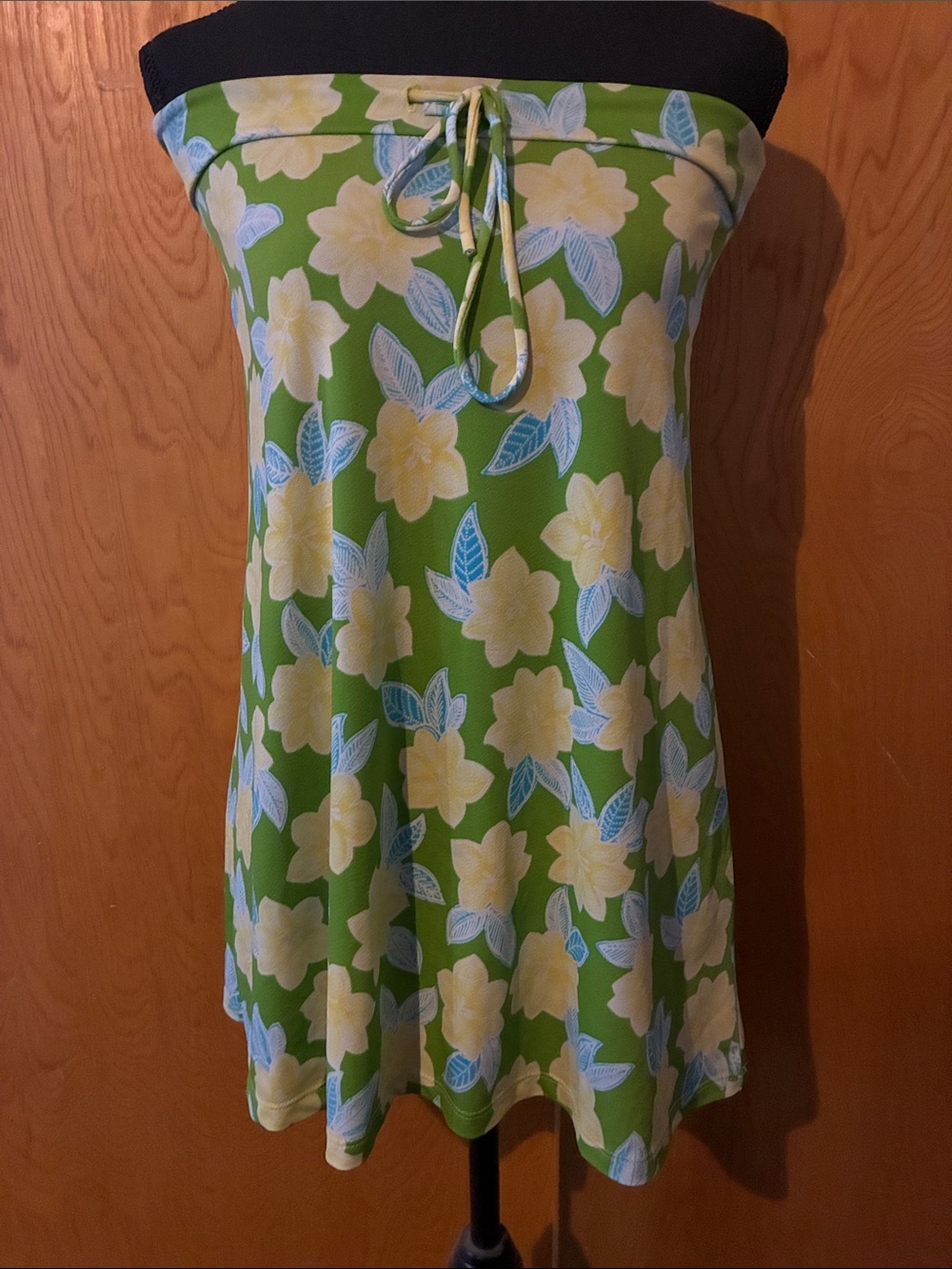 Green Floral Strapless Tie-Front Tube Camisole